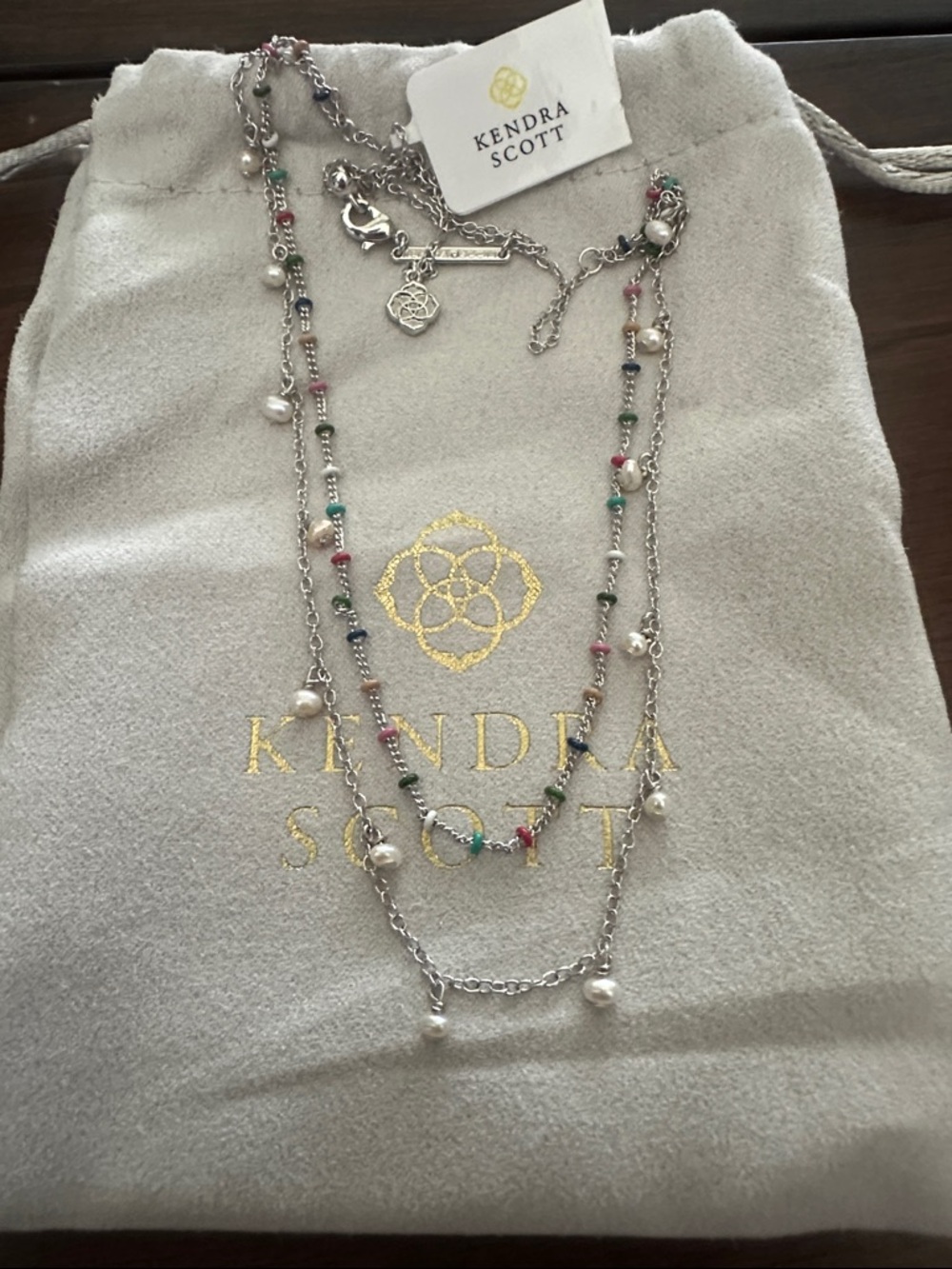 Kendra Scott Silver Layered Necklace with Multicolor Beads